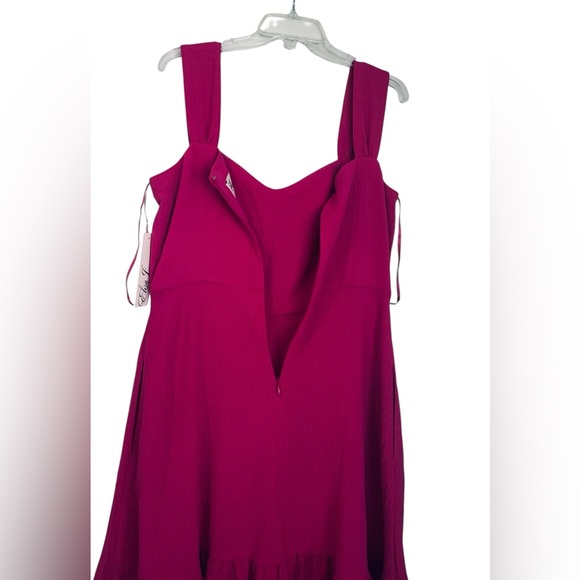 Eliza J Hot pink Sleeveless Midi Dress Size 10 Button Front Pockets - Picture 3 of 6